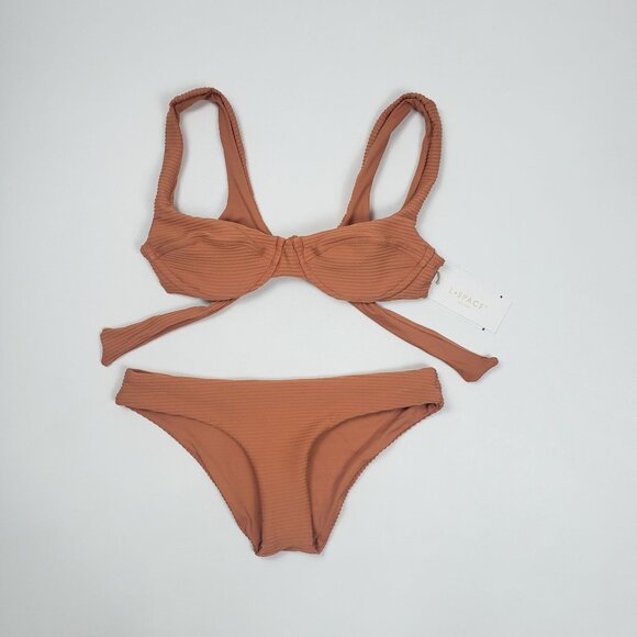 LSPACE Pointelle Rib Nikita Top & Sandy Bottom Classic Bikini Set Size XS Sienna - Picture 10 of 14